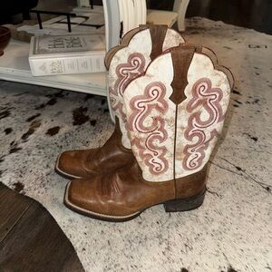 Ariat Brown and Cream Heeled Boots